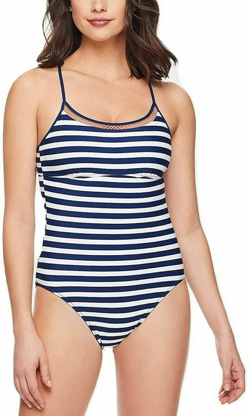 Vera Bradley Cabana Stripe So Sweet Whitney Reversible One Piece Swimsuit L Navy